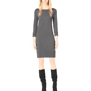 Michael Kors Boat Neck Elegant Light Gray Sweater Dress Size Medium